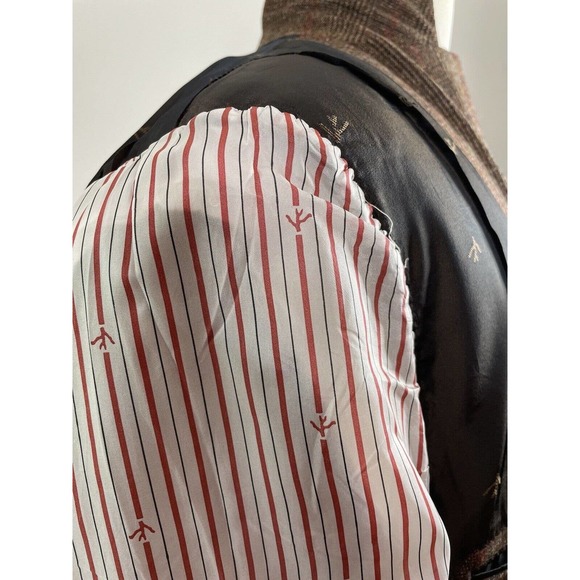 Isaia Sport Coat Mens 44R in Brown Red Plaid 100% Wool Blazer - Picture 9 of 12